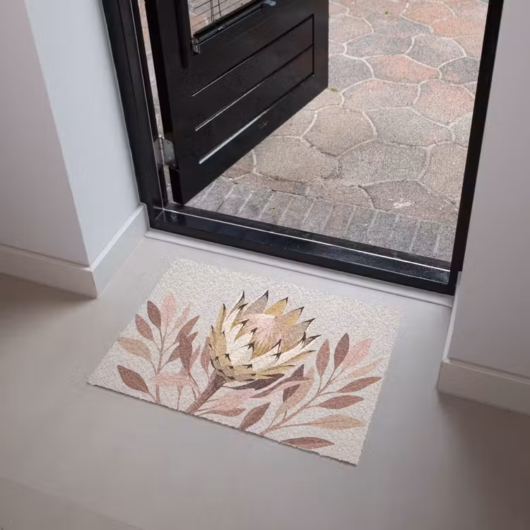 Protea - Bloem - Botanisch - Beige Deurmat klein -sfeer5