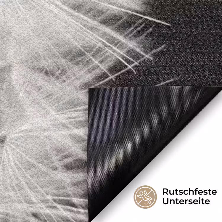Paardenbloem - Zwart - Wit Deurmat klein -antislip_DE