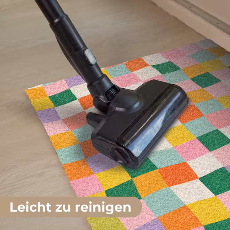Vierkanten - Kleurrijk - Golvend Deurmat klein -reinigen_DE