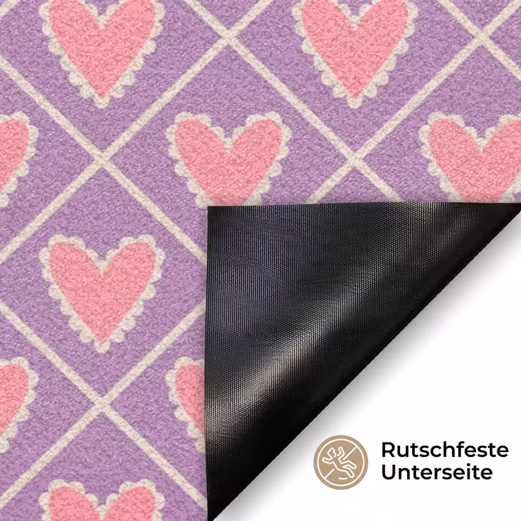 Ruit - Patroon - Paars - Hartjes Deurmat klein 898 -antislip_DE