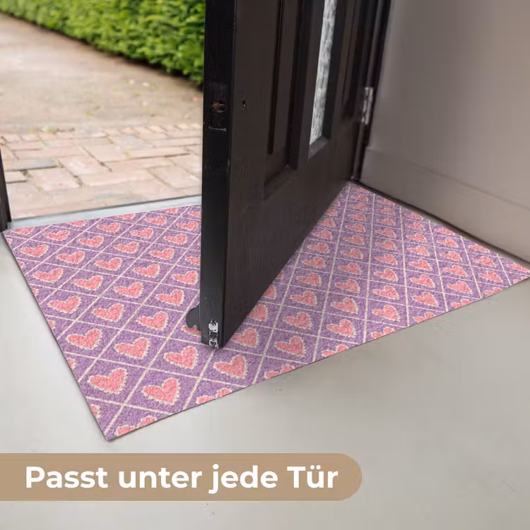 Ruit - Patroon - Paars - Hartjes Deurmat klein 898 -USP_DE