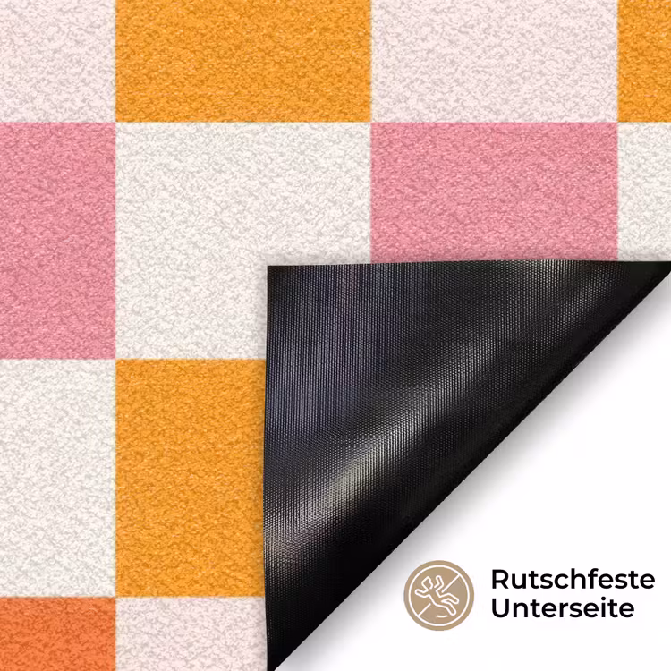 Vierkant - Patroon - Oranje Deurmat klein 898 -antislip_DE