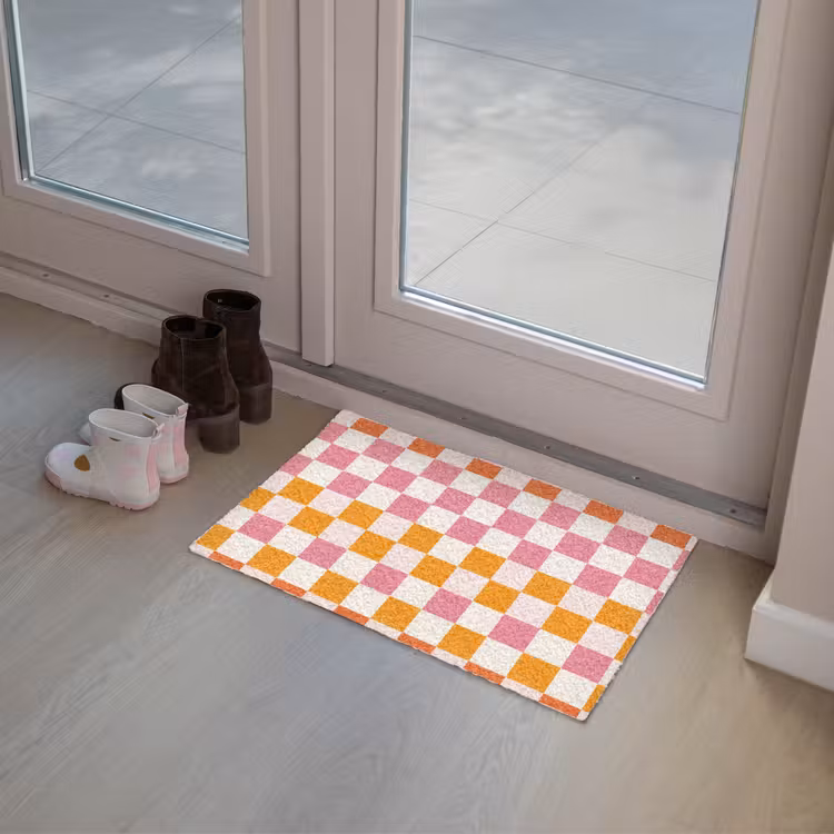 Vierkant - Patroon - Oranje Deurmat klein 898 -sfeer3