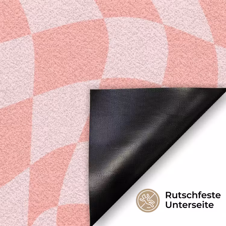 Hokjes patroon - Roze - Golvende lijnen Deurmat klein -antislip_DE