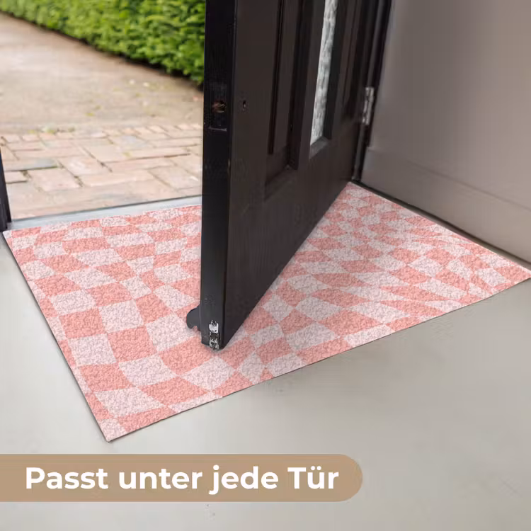 Hokjes patroon - Roze - Golvende lijnen Deurmat klein -USP_DE