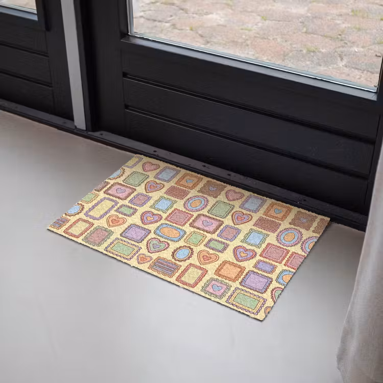 Lijst - Patroon - Hart - Speels - Kleurrijk Deurmat klein -sfeer2