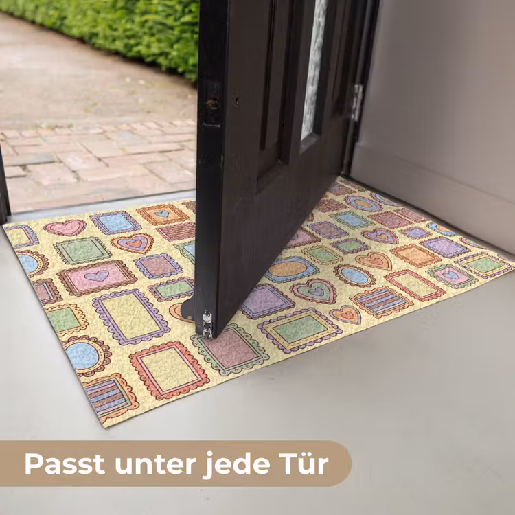 Lijst - Patroon - Hart - Speels - Kleurrijk Deurmat klein -USP_DE