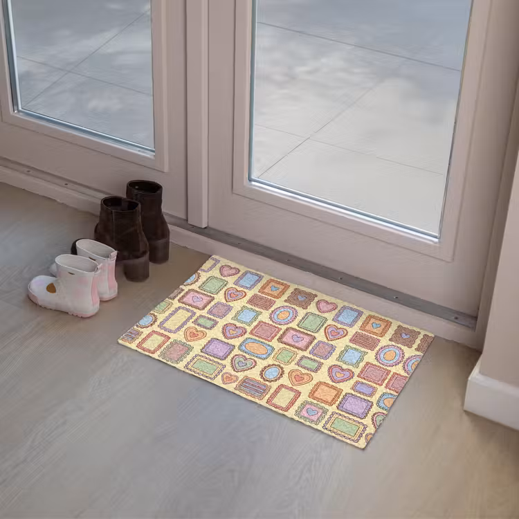 Lijst - Patroon - Hart - Speels - Kleurrijk Deurmat klein -sfeer3