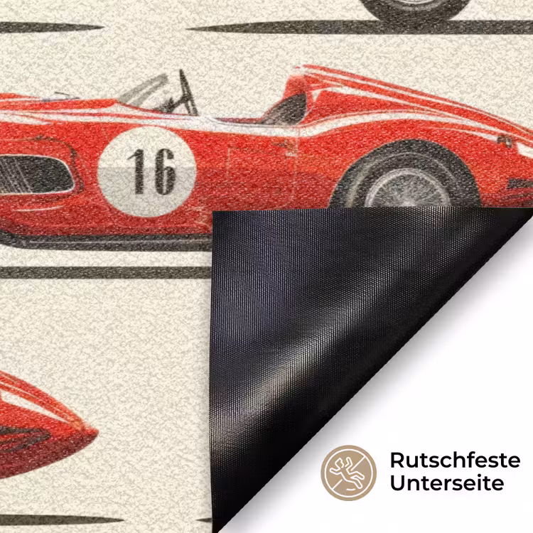 Raceauto - Retro - Rood Deurmat klein 898 -antislip_DE