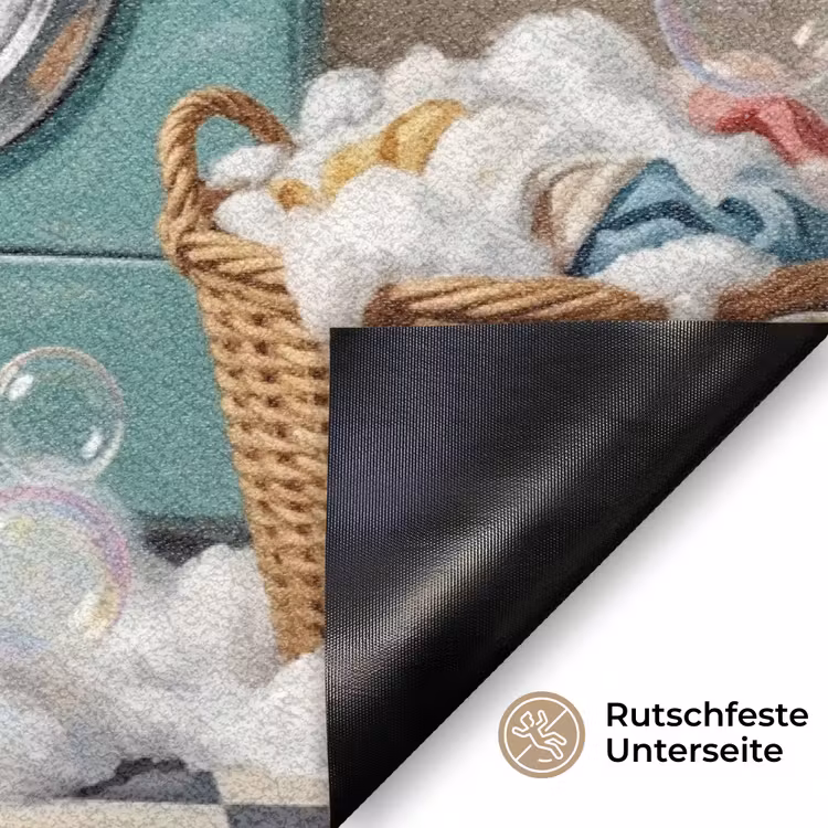 Retro - Blauw - Vrouw Deurmat klein -antislip_DE