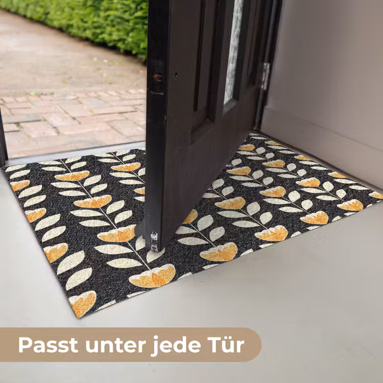Retro - Bloem - Zwart - Okergeel Deurmat klein 898 -USP_DE