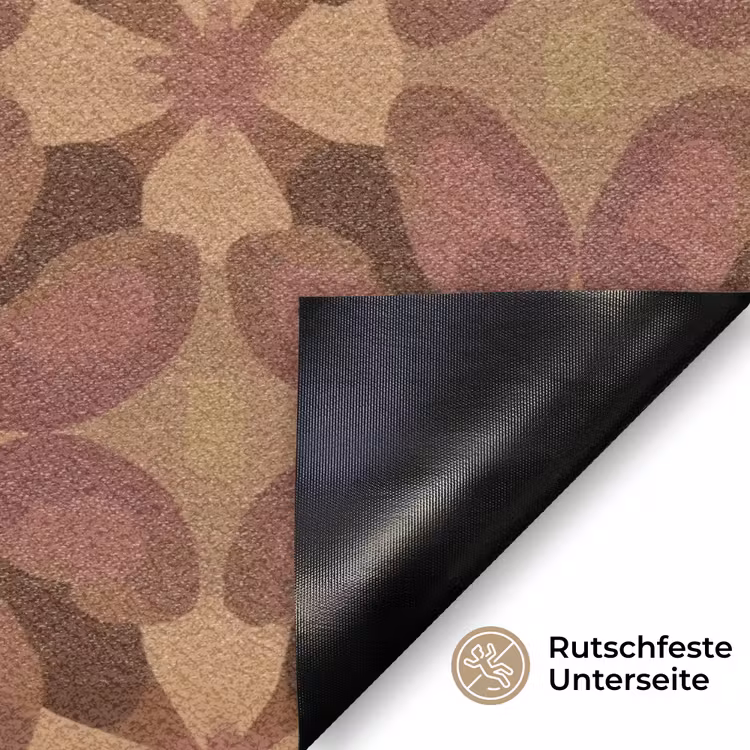 Retro - Bloemen - Bruin Deurmat klein 898 -antislip_DE