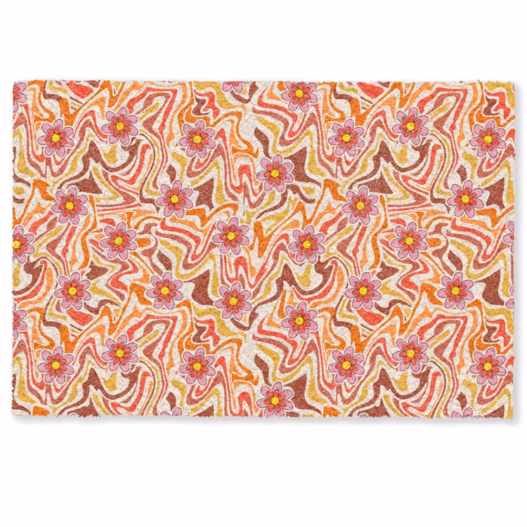 Retro - Bloemen - Patroon Deurmat klein 898 -zkaufland3d