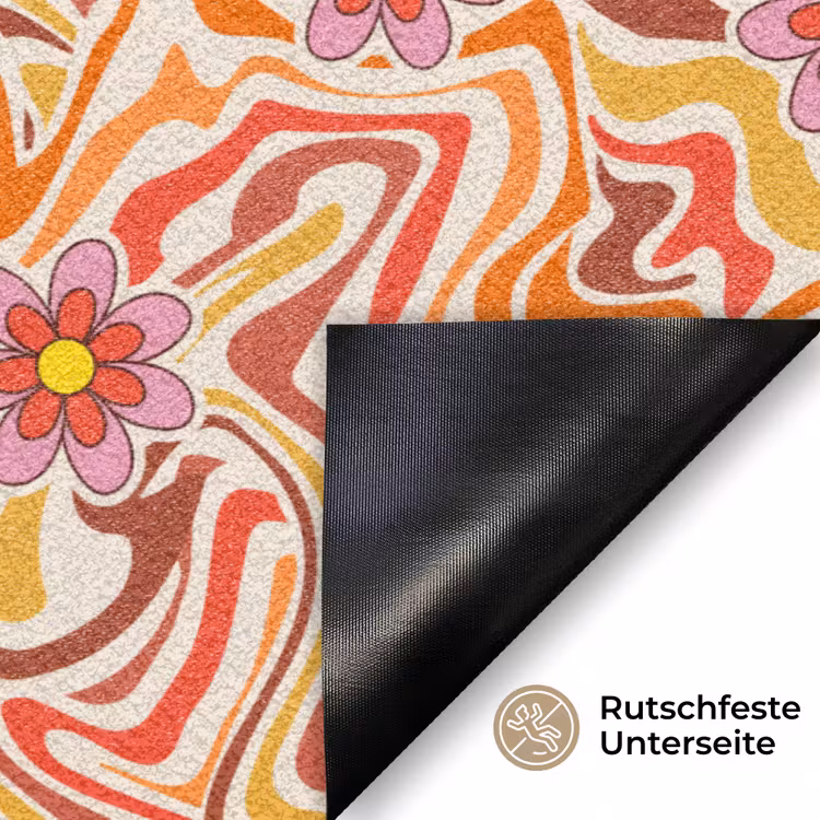 Retro - Bloemen - Patroon Deurmat klein 898 -antislip_DE