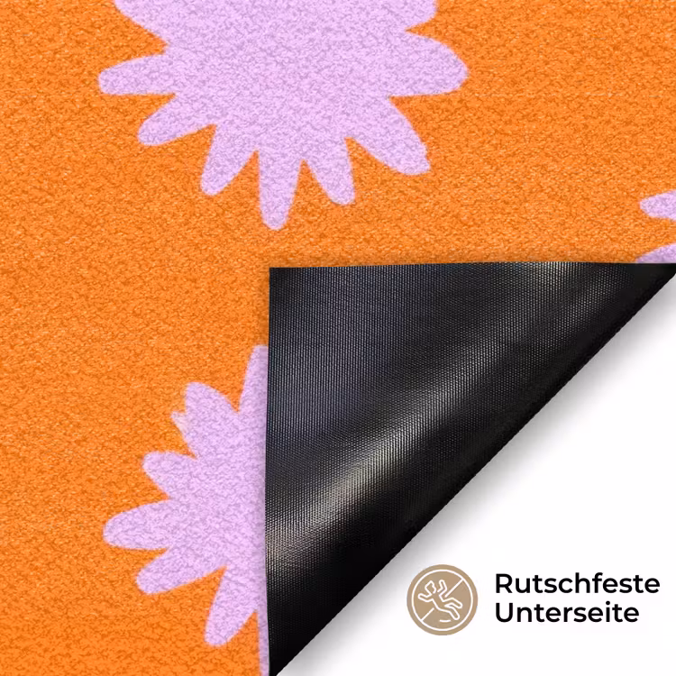 Retro - Bloemen - Oranje Deurmat klein 898 -antislip_DE