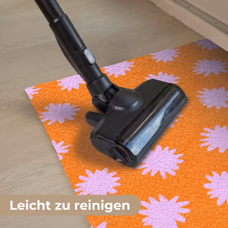 Retro - Bloemen - Oranje Deurmat klein 898 -reinigen_DE