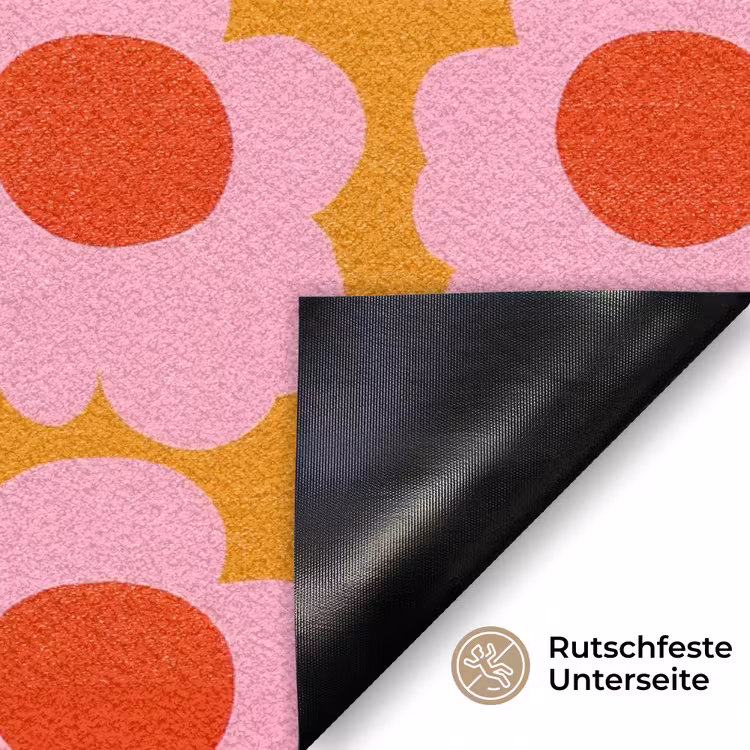 Retro - Bloemen - Roze Deurmat klein 898 -antislip_DE