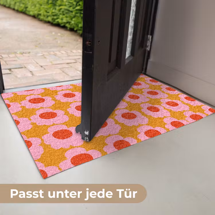 Retro - Bloemen - Roze Deurmat klein 898 -USP_DE