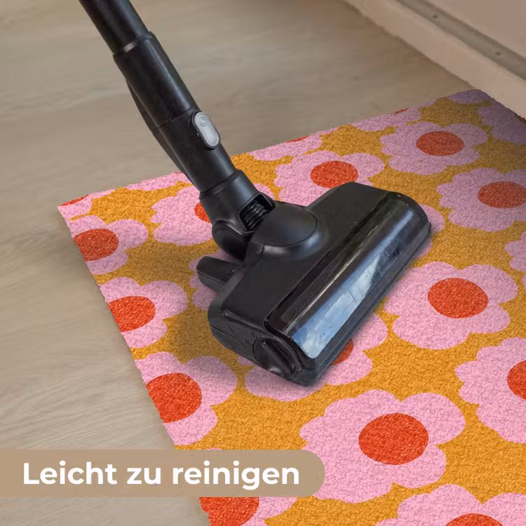 Retro - Bloemen - Roze Deurmat klein 898 -reinigen_DE