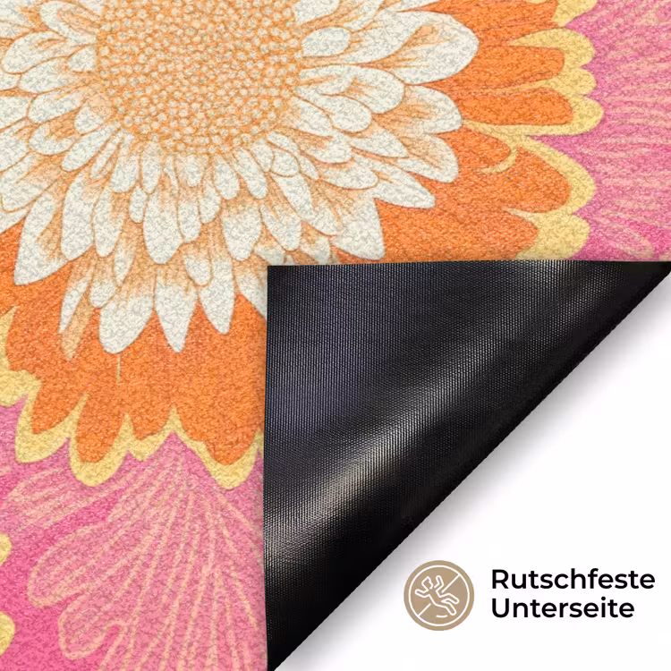 Retro - Bloemen - Kleurrijk Deurmat klein 898 -antislip_DE