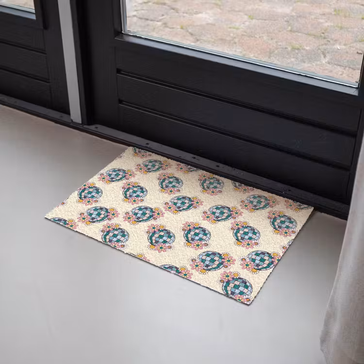 Retro - Disco - Bloemen - Discobal Deurmat klein 898 -sfeer2