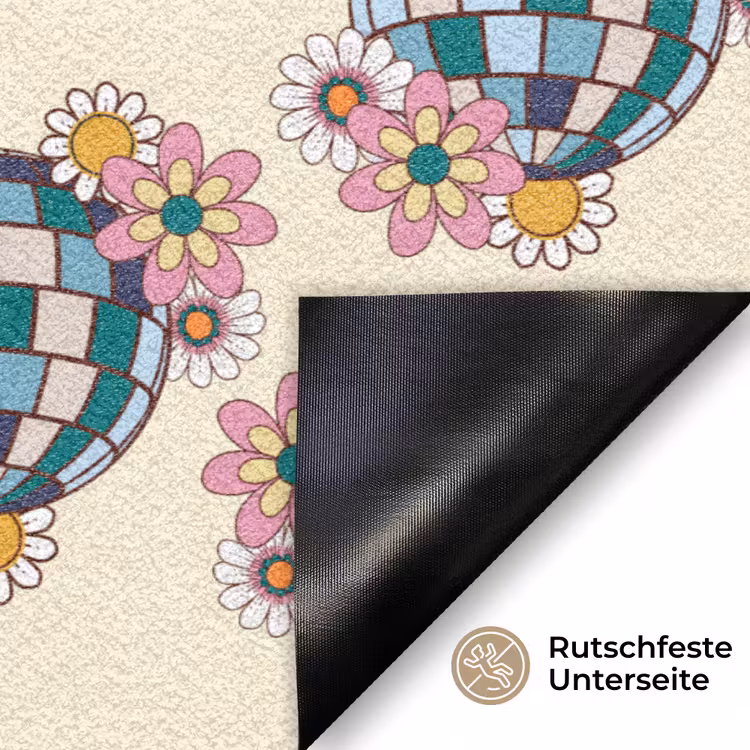 Retro - Disco - Bloemen - Discobal Deurmat klein 898 -antislip_DE