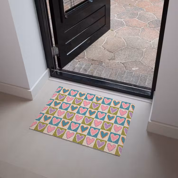 Retro - Kleuren - Patroon - Hartjes Deurmat klein 898 -sfeer5