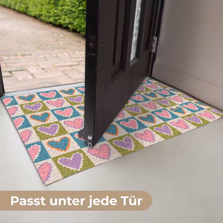 Retro - Kleuren - Patroon - Hartjes Deurmat klein 898 -USP_DE