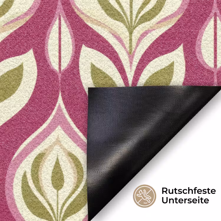 Retro - Floraal - Paars Deurmat klein 898 -antislip_DE