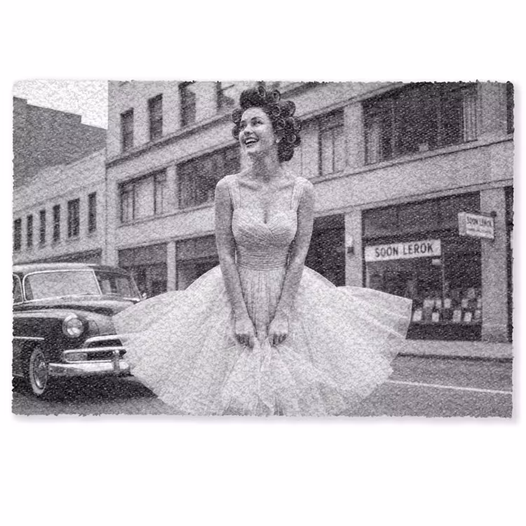 Retro - Vrouw - Zwart - Wit Deurmat klein -zkaufland3d