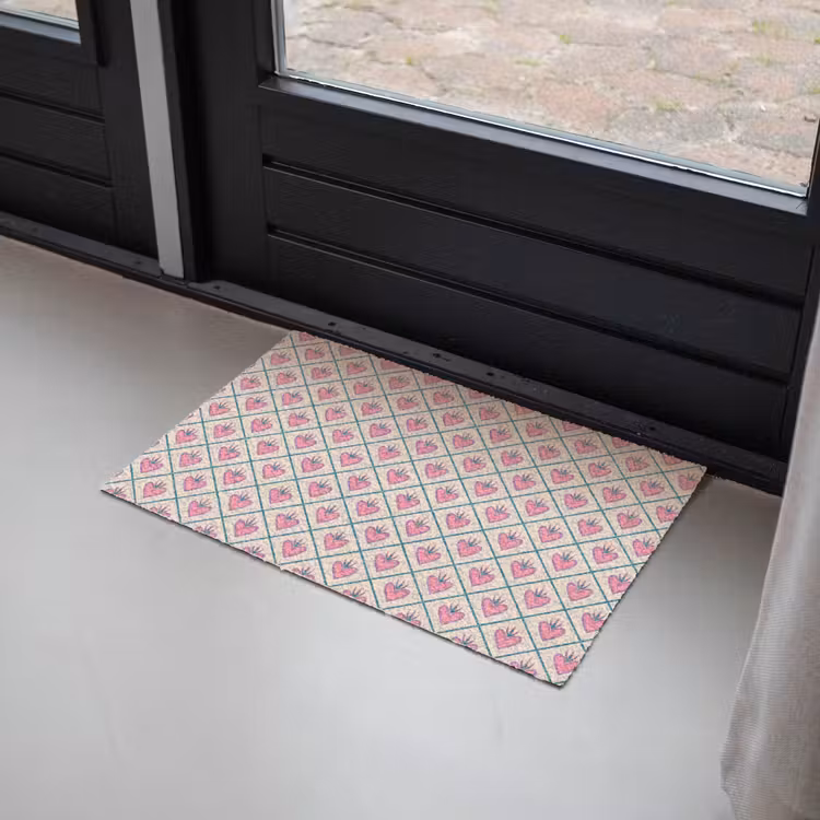 Retro - Ruit - Hartjes - Patroon Deurmat klein 898 -sfeer2