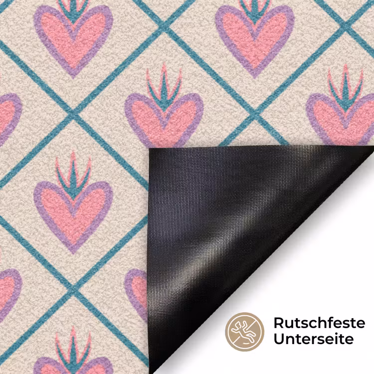 Retro - Ruit - Hartjes - Patroon Deurmat klein 898 -antislip_DE