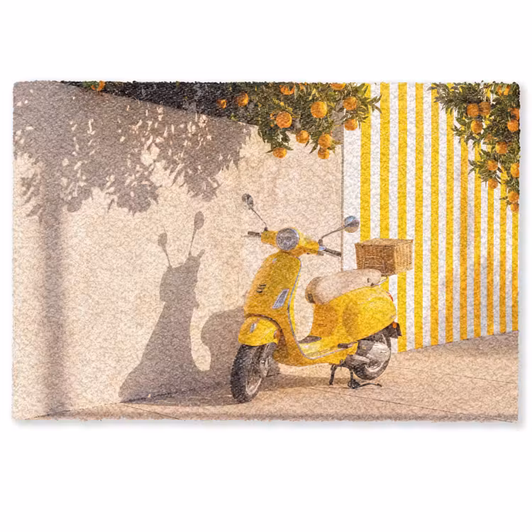 Fußmatte - Roller – Natur – Sommer – Gelb – Mittelmeer - Scooter - Natuur - Zomer - Geel - Mediterraan Deurmat klein