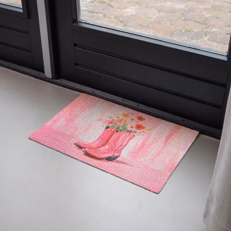 Roze - Bloemen - Cowboy Deurmat klein -sfeer2