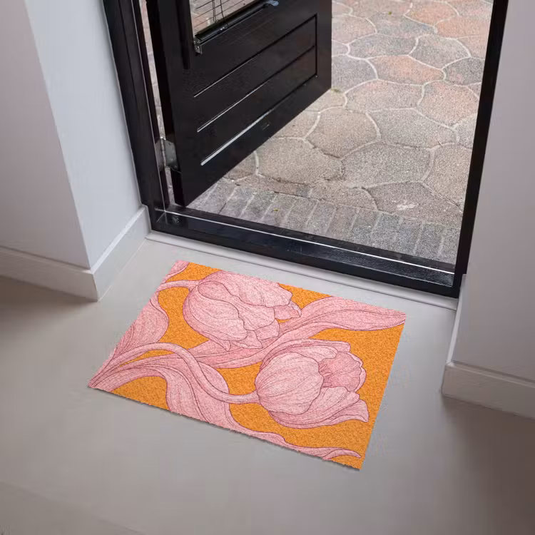 Fußmatte - Rosa Blumen – Modern - Roze bloemen - Modern Deurmat klein