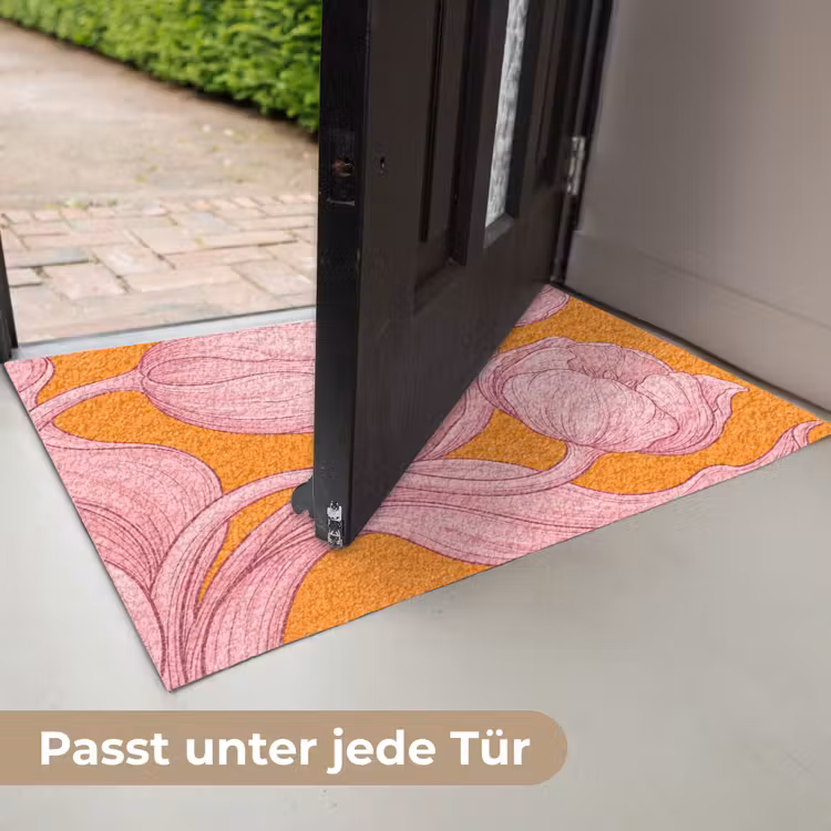 Fußmatte - Rosa Blumen – Modern - Roze bloemen - Modern Deurmat klein