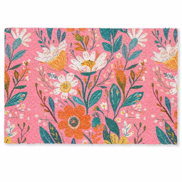Roze - Bloemen - Wit - Oranje Deurmat klein -zkaufland3d