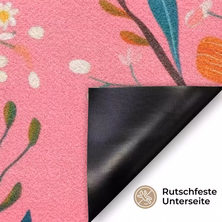 Roze - Bloemen - Wit - Oranje Deurmat klein -antislip_DE
