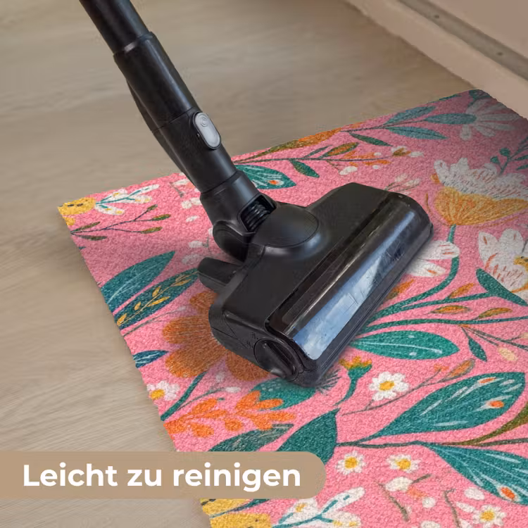 Roze - Bloemen - Wit - Oranje Deurmat klein -reinigen_DE