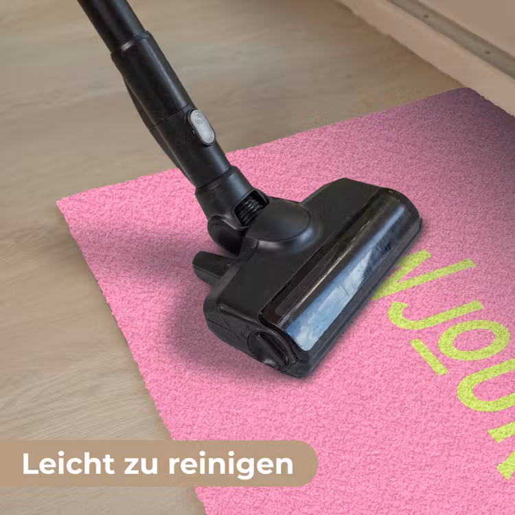 Roze - Groene Bonjour - art-deco Deurmat klein -reinigen_DE