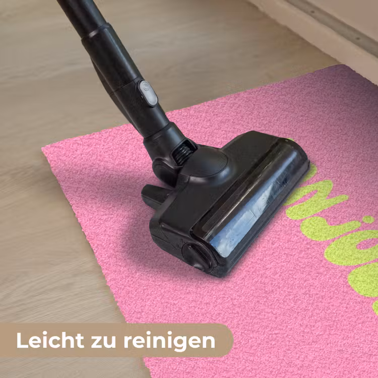Roze - Groene bonjour - Organisch Deurmat klein -reinigen_DE