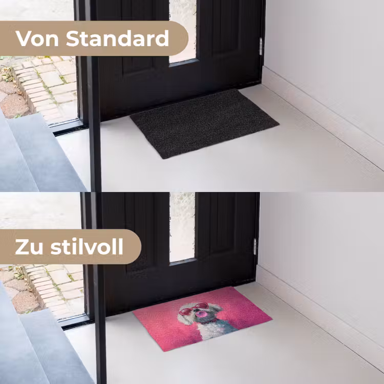 Pink - Hond - Bubbel Deurmat klein -voor-na_DE