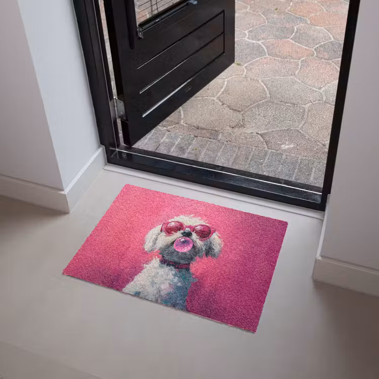 Pink - Hond - Bubbel Deurmat klein -sfeer5