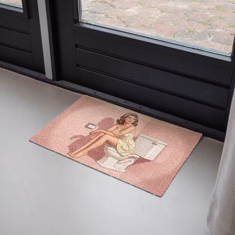 Roze - Retro - Vrouw Deurmat klein -sfeer2