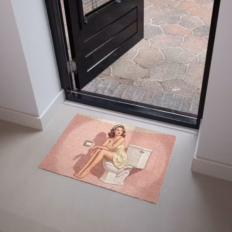 Roze - Retro - Vrouw Deurmat klein -sfeer5