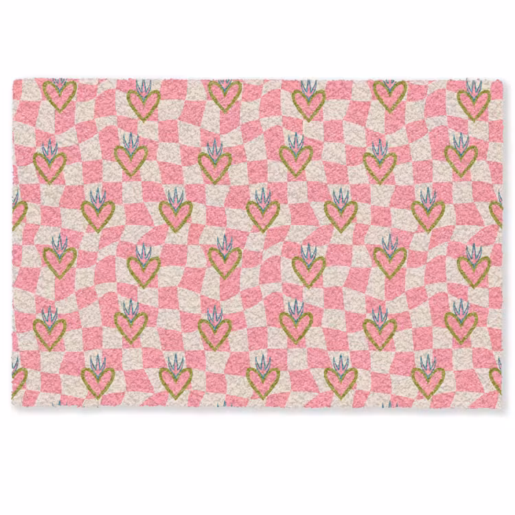 Roze - Retro - Patroon - Geblokt Deurmat klein 898 -zkaufland3d