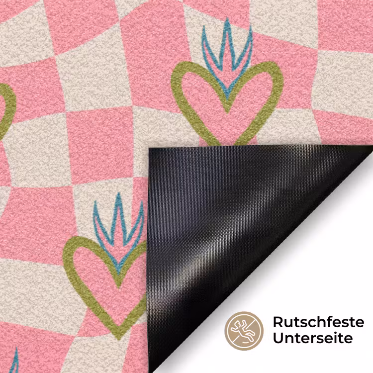 Roze - Retro - Patroon - Geblokt Deurmat klein 898 -antislip_DE