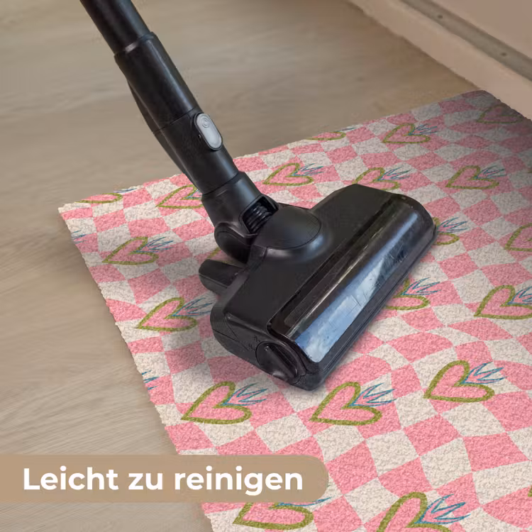 Roze - Retro - Patroon - Geblokt Deurmat klein 898 -reinigen_DE
