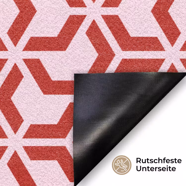Roze - Rood - Geometrisch - Patroon Deurmat klein 898 -antislip_DE