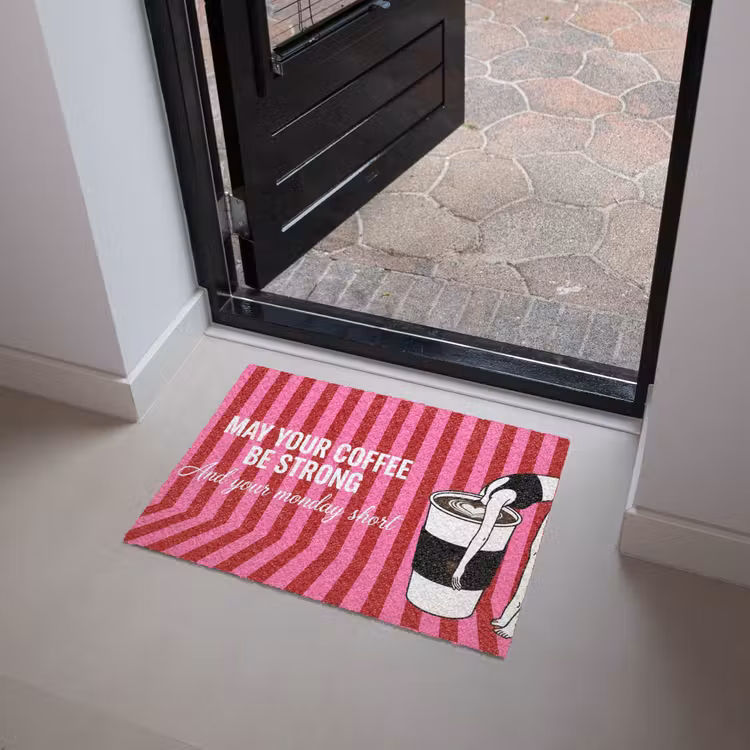 Roze - Strepen - Koffie - Maandag Deurmat klein -sfeer5